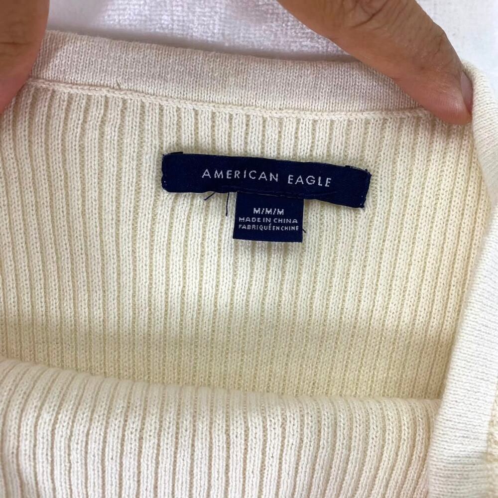 American Eagle Women's ribbed knit tube top in a cream color Sz M - Picture 4 of 5